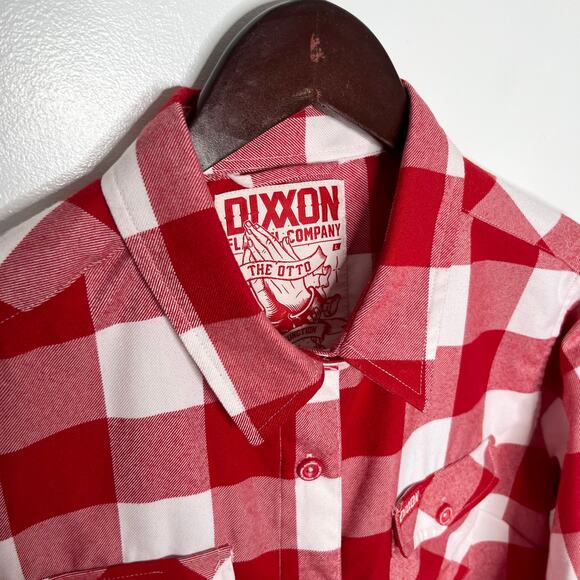 Dixxon Long Sleeve Flannel The Otto Button Up Womens Large Red White Check - Picture 4 of 10